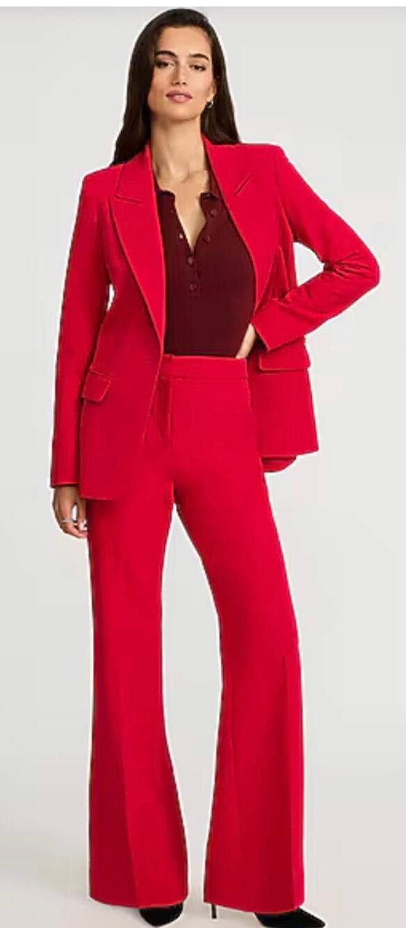 Express Editor High Waisted Flare Trouser Signature Stretch –Racing Red, Size 8L